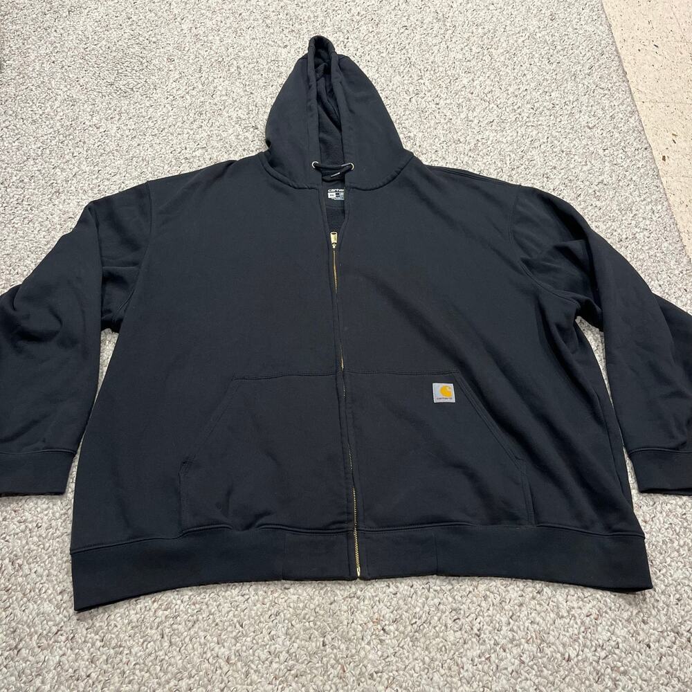 Carhartt Full Zip Hooded Sweatshirt Loose Fit Black Mens 4XL Outdoor Casual